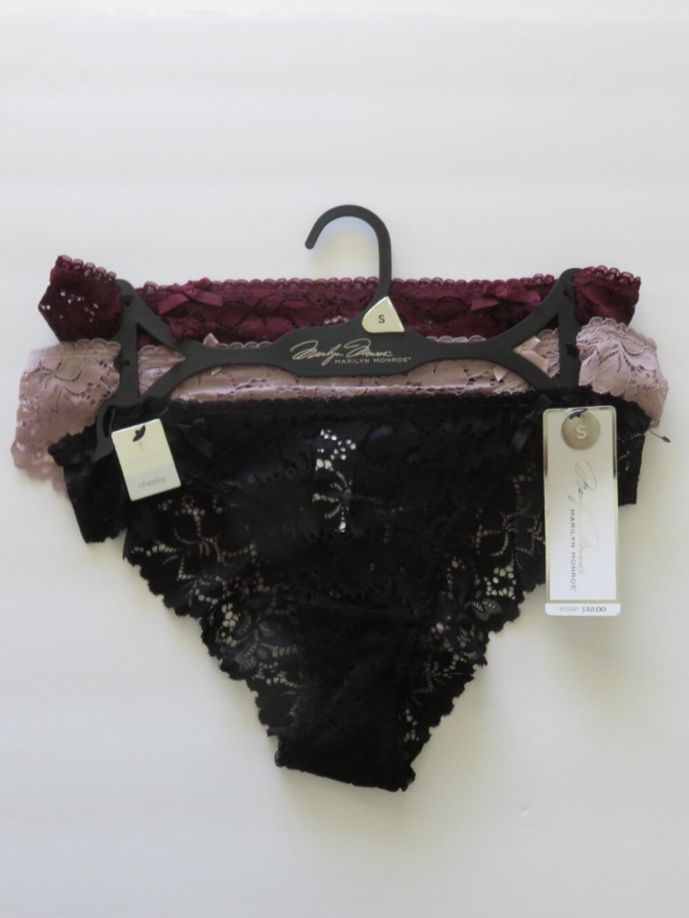 (#143)  MARILYN MONROE 3pk Cheeky Lace Bikini Full Lace Panties